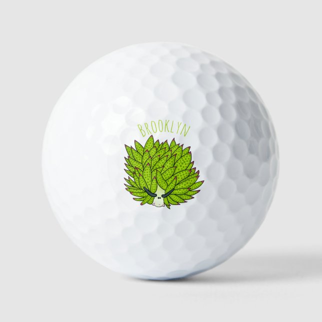 Leaf slug cartoon illustration golf balls (Front)