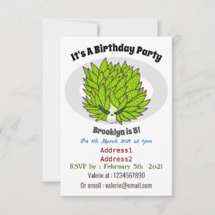 Leaf slug cartoon illustration invitation