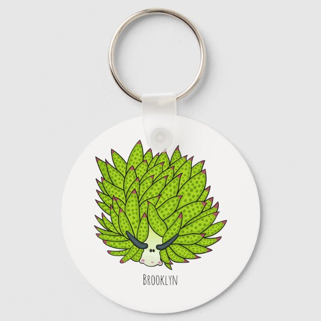Leaf slug cartoon illustration key ring (Front)