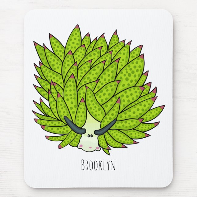 Leaf slug cartoon illustration mouse mat (Front)