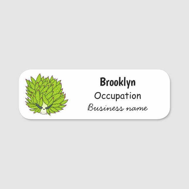 Leaf slug cartoon illustration name tag (Front)