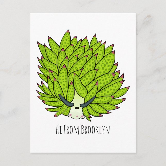 Leaf slug cartoon illustration postcard (Front)