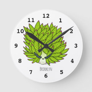 Leaf slug cartoon illustration round clock