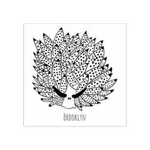 Leaf slug cartoon illustration rubber stamp