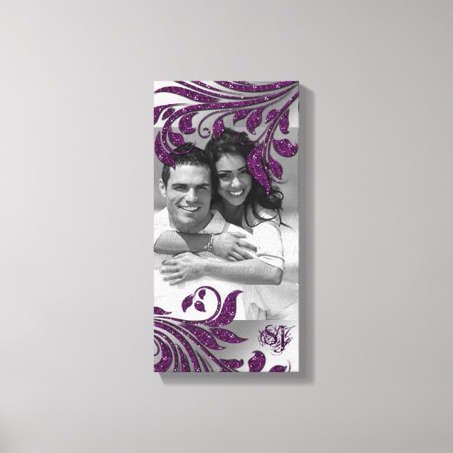 Leaf Sparkle Wedding Print Purple Leaves Vertical (Front)