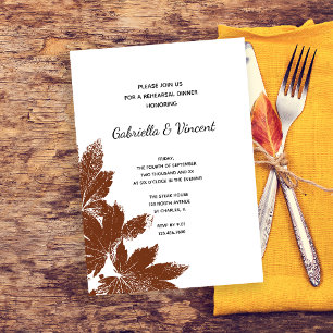 Leaf Stamp Wedding Rehearsal Dinner Invitation