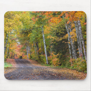 Leaf Strewn Gravel Road With Autumn Colour Mouse Mat