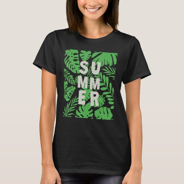 Leaf Summer Green In Retro Style T-Shirt (Front)