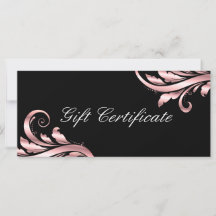 Leaf Swirl Nail Salon Gift Certificate Pink Black