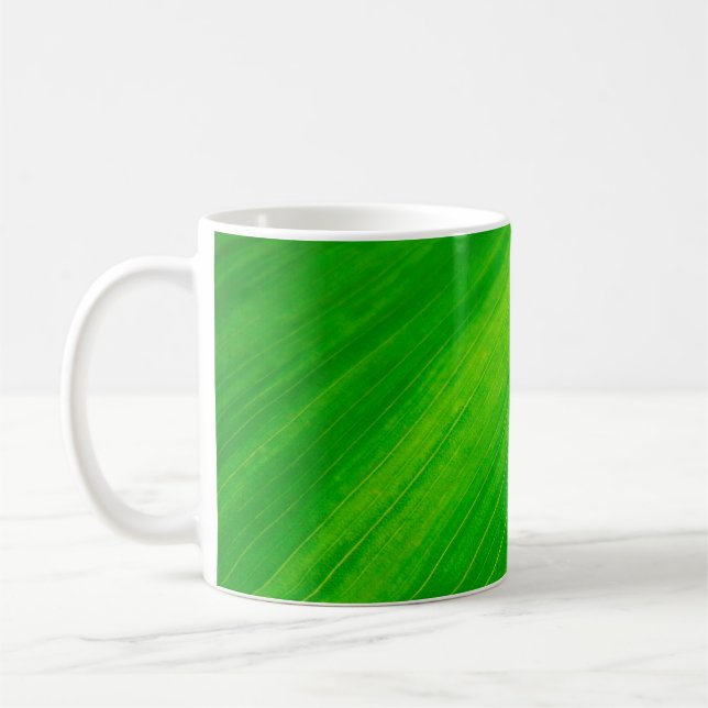 Leaf texture green leaf veins coffee mug (Left)