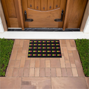 Leaf theme doormat on black background