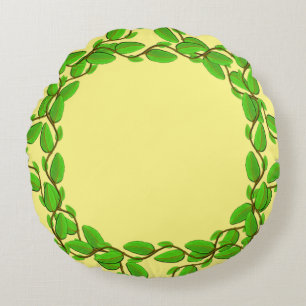Leaf Vine Border by Kenneth Yoncich Round Cushion
