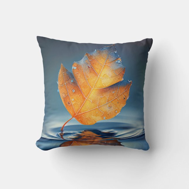 Leaf Water Calm Tranquil Nature Peaceful Season  Cushion (Front)