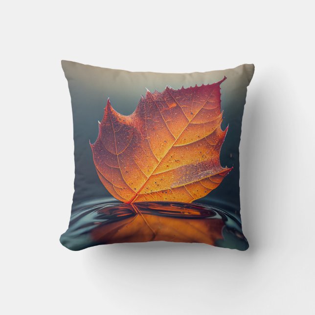 Leaf Water Calm Tranquil Nature Peaceful Season  Cushion (Front)