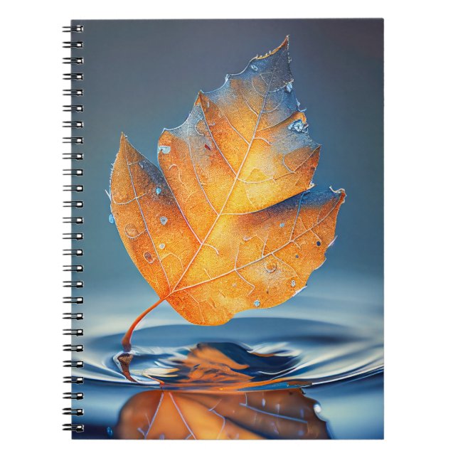 Leaf Water Calm Tranquil Nature Peaceful Season  Notebook (Front)