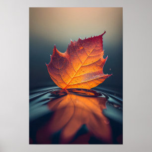 Leaf Water Calm Tranquil Nature Peaceful Season Poster