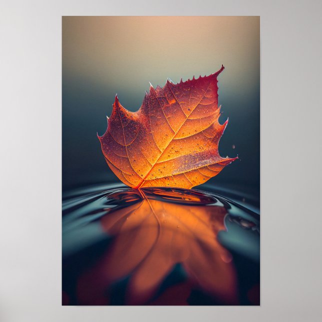 Leaf Water Calm Tranquil Nature Peaceful Season  Poster (Front)