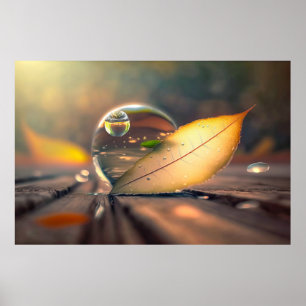 Leaf Water Calm Tranquil Nature Peaceful Season Poster