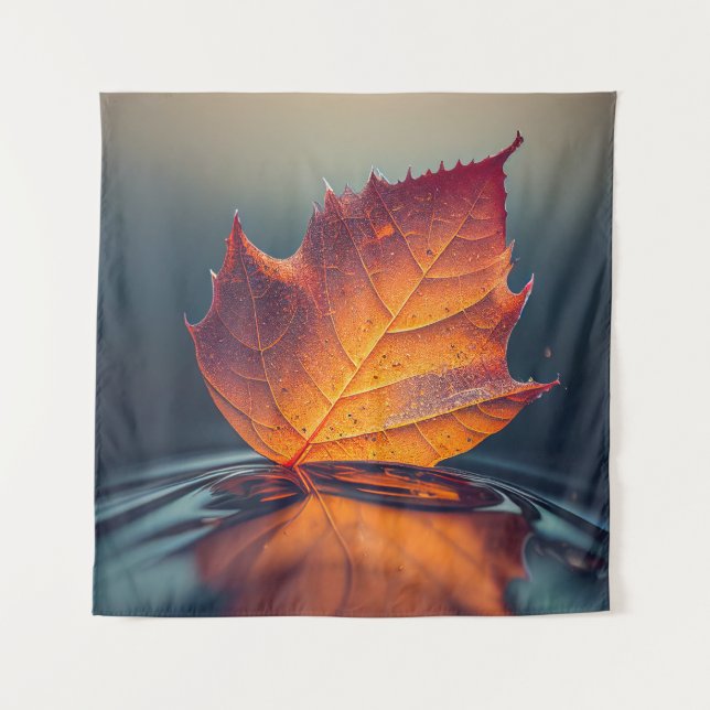 Leaf Water Calm Tranquil Nature Peaceful Season  Tapestry (Front)