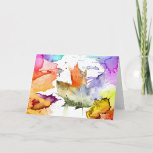 Leaf watercolor blank note card. card