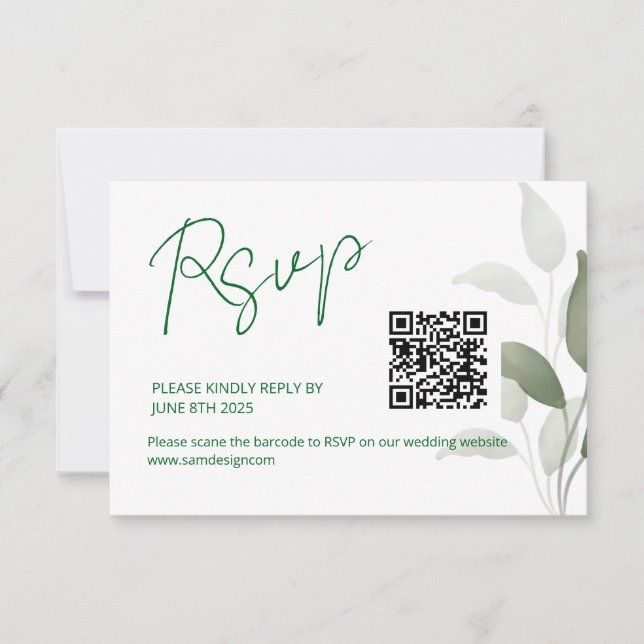 Leaf wedding code RSVP card (Front)