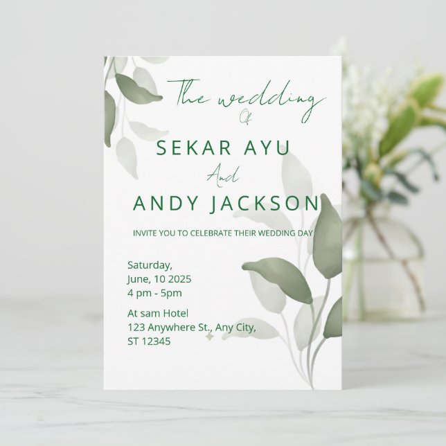 Leaf Wedding Invitation (Standing Front)