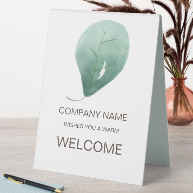 Leaf Welcome Company Typography Table Tent Sign (In SItu (Table))