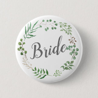 Leaf Wreath Botanical Greenery | Bride 6 Cm Round Badge