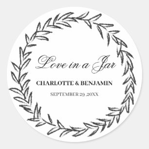 Leaf Wreath Simple Mason Jar Wedding Favour Labels