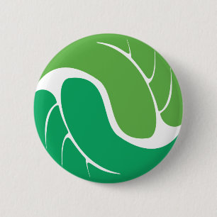 Leaf Yin Yang 6 Cm Round Badge