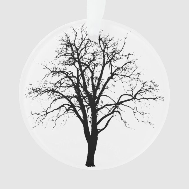 Leafless Tree In Winter Silhouette Ornament (Front)