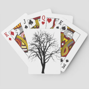 Leafless Tree In Winter Silhouette Playing Cards