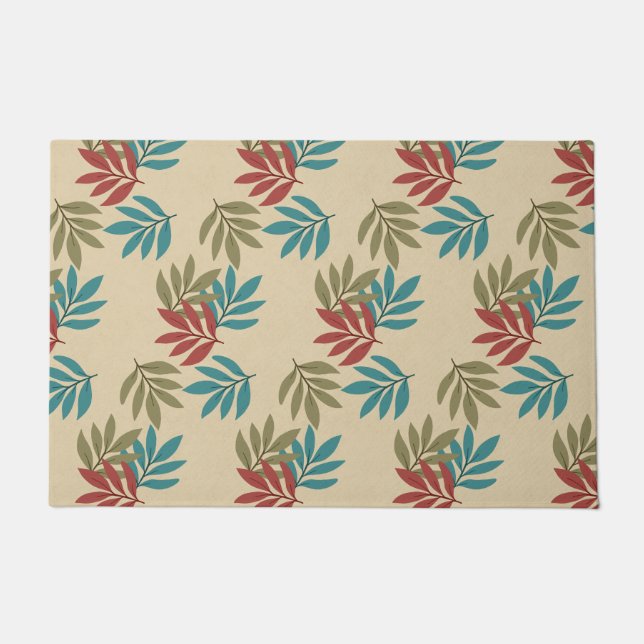 Leaflets in Colour Green, Teal, Red Doormat (Front)