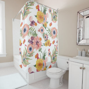 Leafs And Flowers Shower Curtain