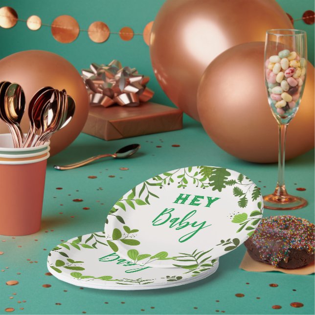 Leafs print  paper plate (Multi)