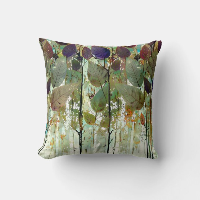 Leafy abstract forest  cushion (Front)