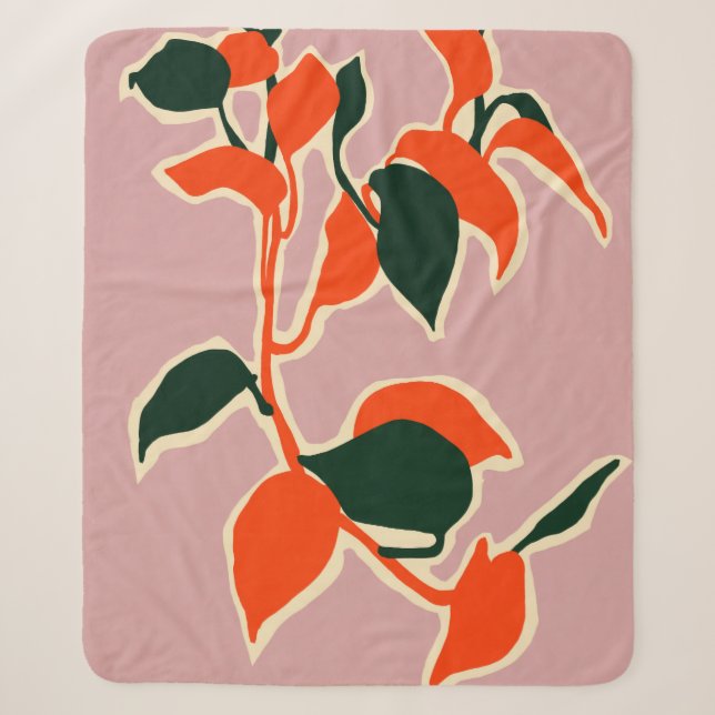 Leafy Abstraction Sherpa Blanket (Front)