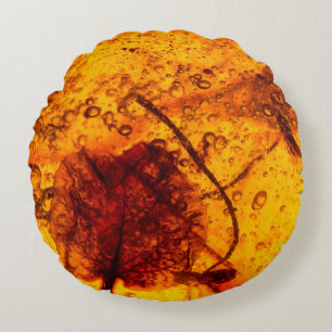 Leafy Amber Round Cushion