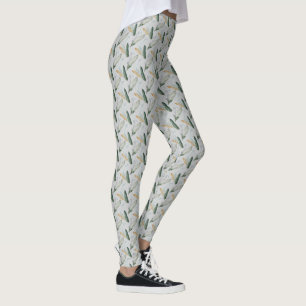 Leafy Boho Botanical Earthy Pattern Monogram   Leggings