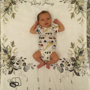 Leafy Botanical Corners Monthly Baby Milestone Fleece Blanket