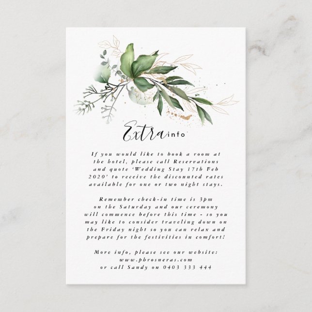 Leafy Botanical Eucalyptus Elegant Greenery Moss Enclosure Card (Front)