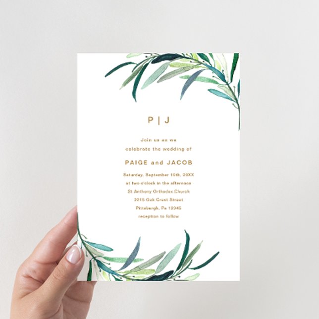 Leafy Botanical Wedding Invitation (Creator Uploaded)