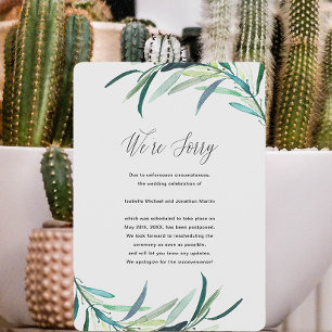 Leafy Botanical Wedding Postponement Announcement