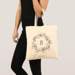 Leafy Botanical Wreath Monogram Tote Bag<br><div class="desc">Delicate leafy botanical wreath,  monogram tote bag. Customise text font style,  colour and size.</div>