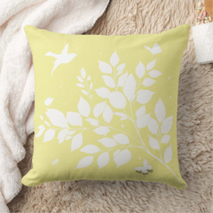 Leafy branch Swallow Butterflies in silhouette Cushion