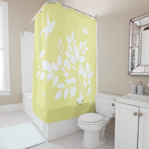 Leafy branch Swallow Butterflies in silhouette Shower Curtain