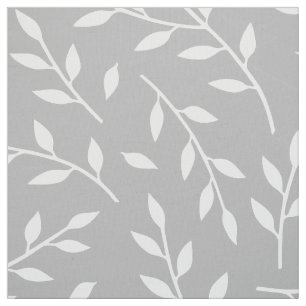 leafy branches pattern white on grey or ANY colour Fabric