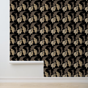 Leafy Brown Tan and Ivory Modern Wallpaper