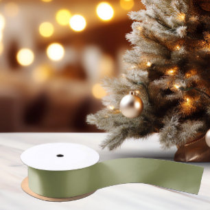 Leafy Brushwood Green - Minimalist Satin Ribbon