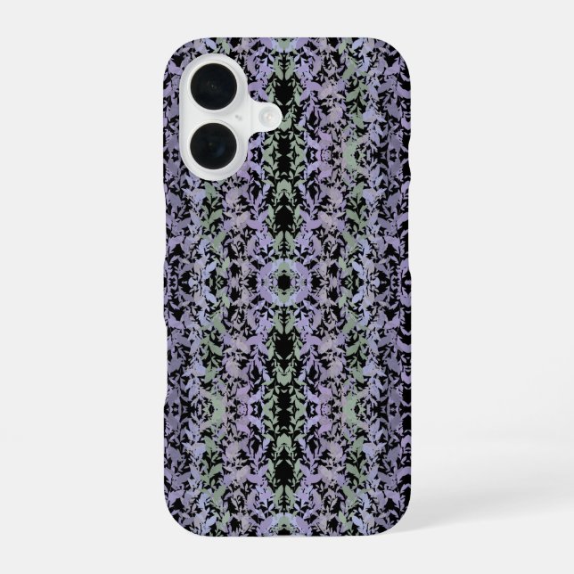 Leafy Creeping Vine Drawing Pattern With Pastels iPhone 16 Case (Back)